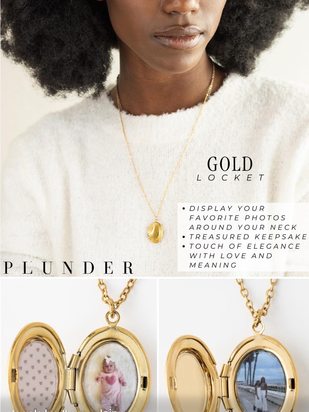 Plunder Design locket features an engraved oval pendant 18k gold ionized